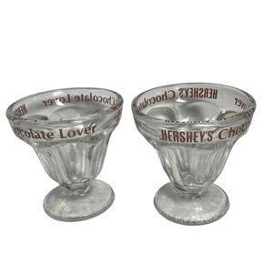 Hershey Chocolate Lover Glass Ice Cream Sundae Dessert Serving Dishes